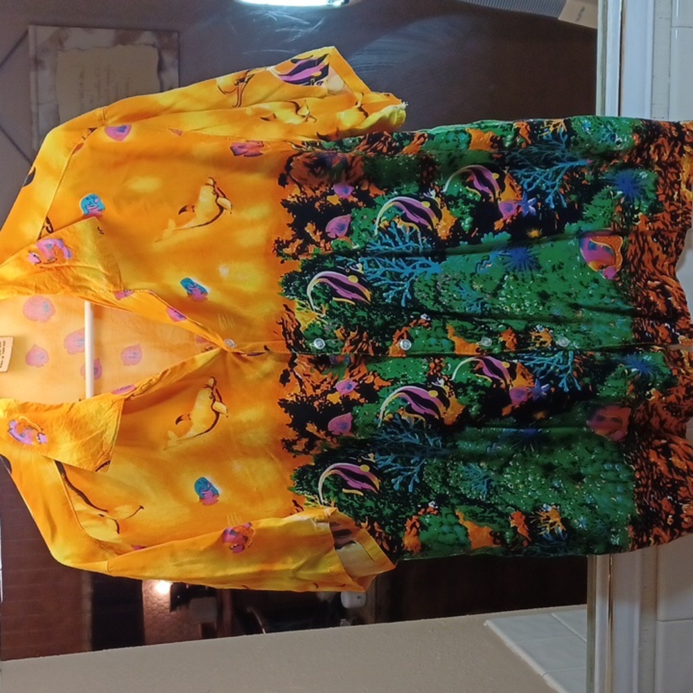In Gear Vintage  Under The  Ocean  Casual  Vacation Button Down  Shirt M